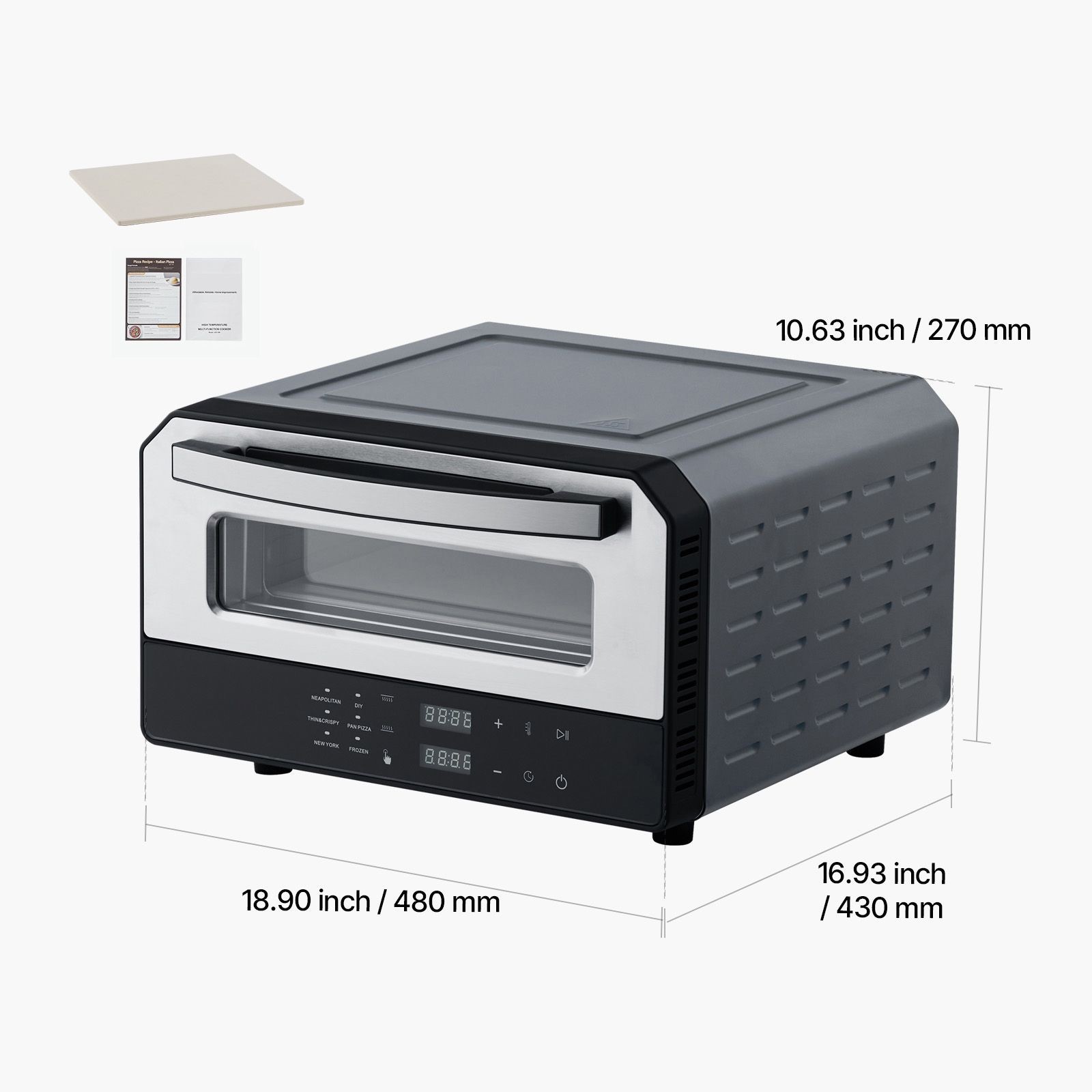 Electric Pizza Oven, 12 – Inch Countertop, 750°F, Touch Screen, 5 Presets