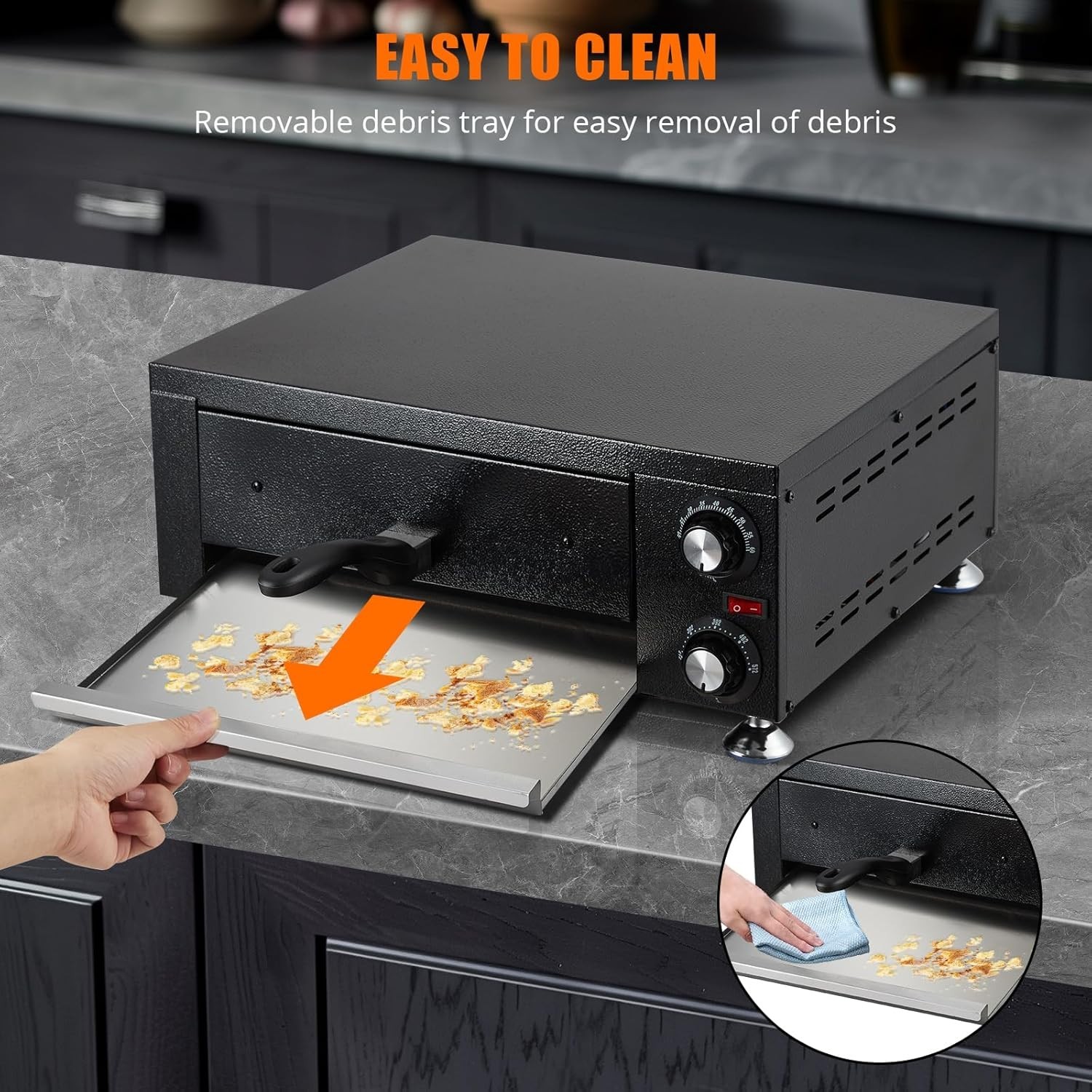1100W 12” Countertop Electric Pizza Oven,Stainless Steel Pizza Oven Maker