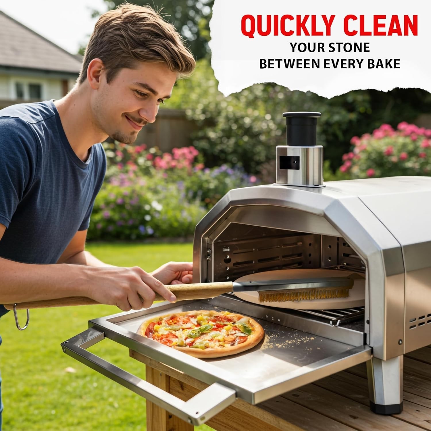 26in Pizza Oven Cleaning Brush Kit with Spare Head & Tools