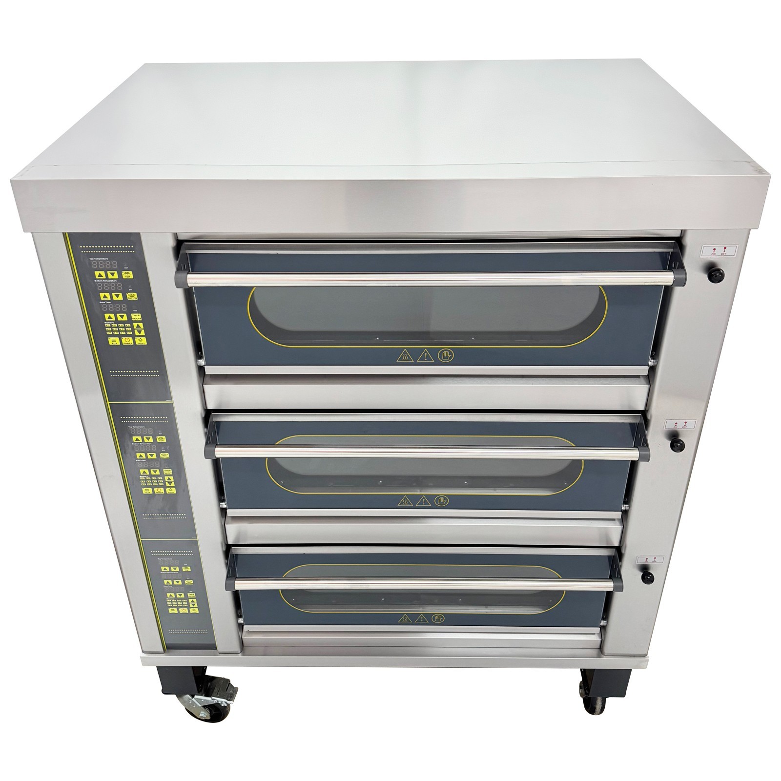 Commercial Movable Electric Triple Pizza Oven 3 independent digital display 220V