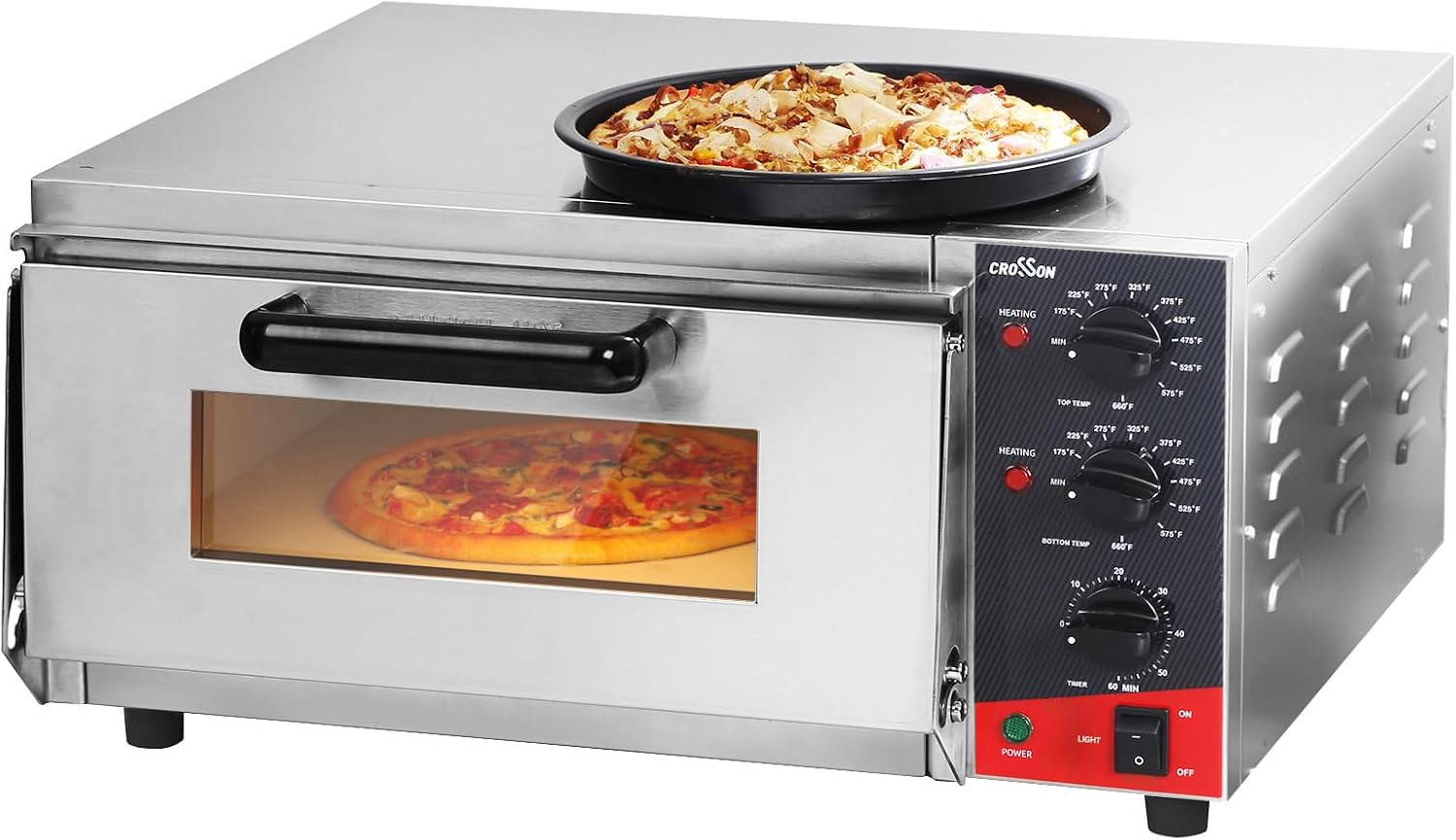 ETL Listed Commercial 16 Inch Countertop Electric Pizza Oven with Pizza Stone, M