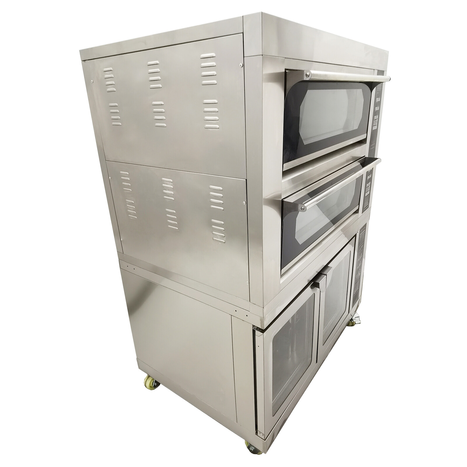 Commercial Electric Triple Pizza Oven wih Fermentation Tank & Bakewares 220V 3PH