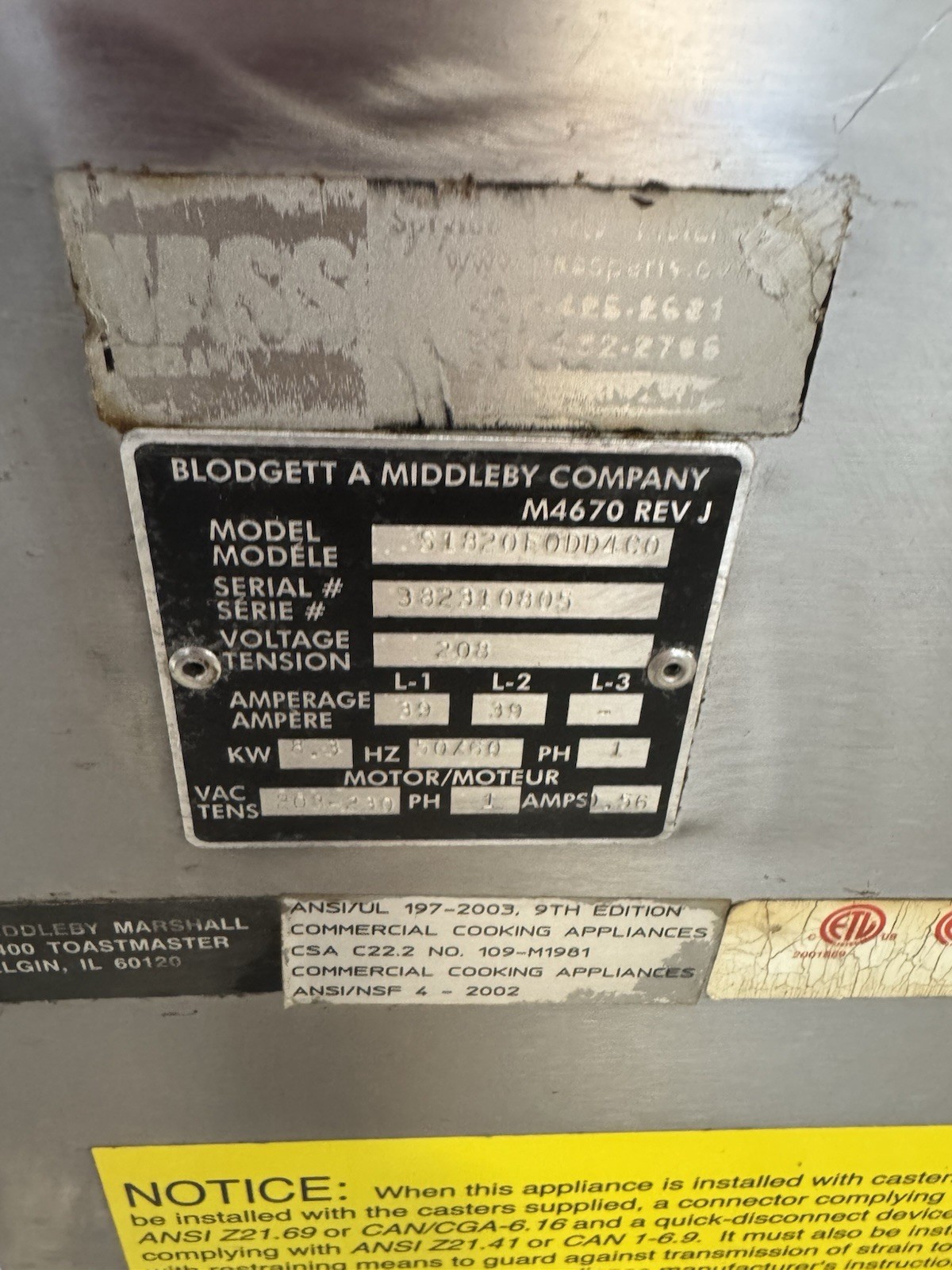 Blodgett Model MT1820E Electric Double Stack Conveyor Oven 208v 1 Phase 18” Belt