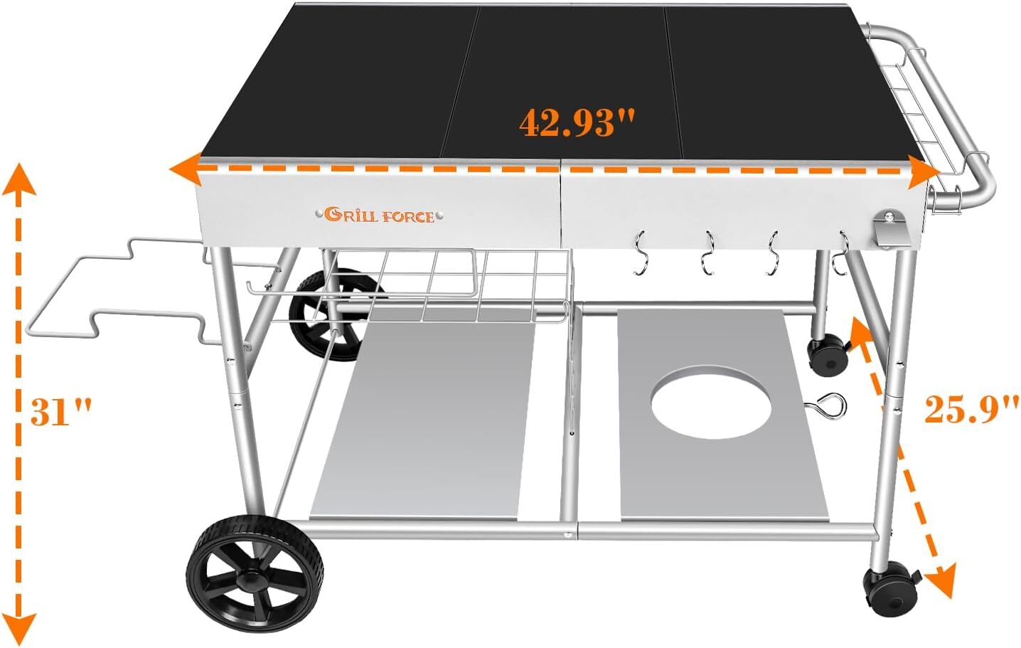 Pizza Oven Table, Movable Pizza Oven Stand, Pizza Oven Cart, Outdoor Grill Table