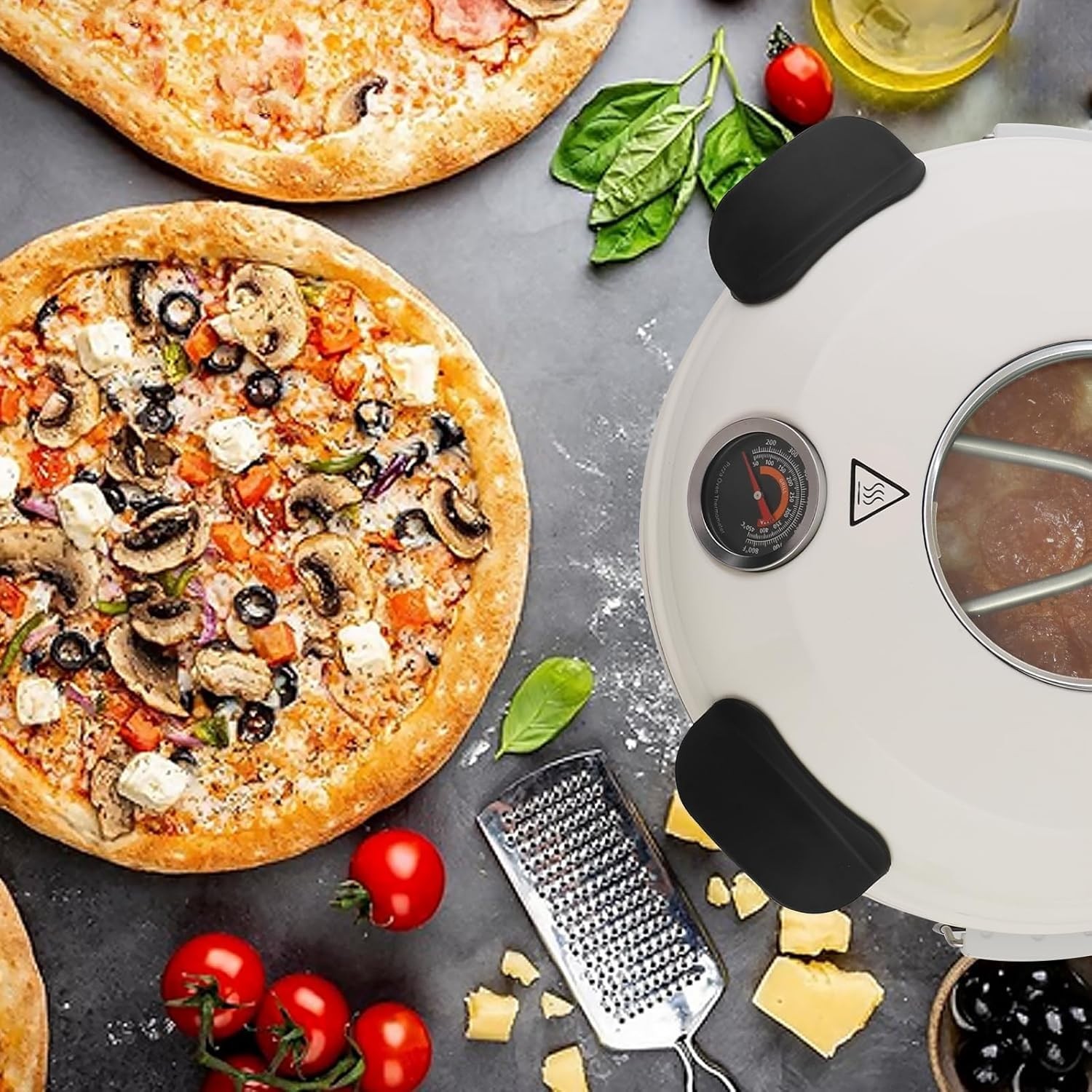 KLAIF Pizza Oven -12 Inch Countertop Electric Pizza Maker, Non-Stick Black Pizza