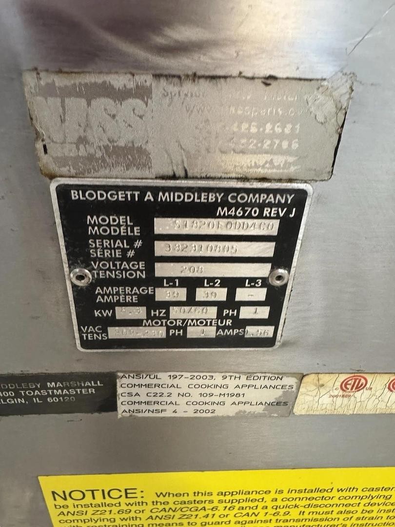 Blodgett Model MT1820E Electric Double Stack Conveyor Oven 208v 1 Phase 18” Belt
