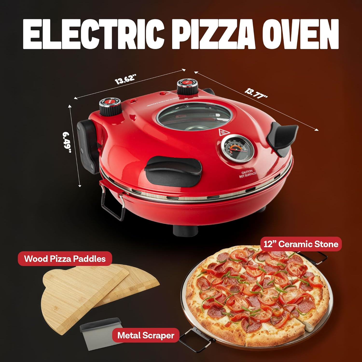 Crispy Crust Pizza Oven by Granitestone – 12 Inch Electric Pizza Oven Indoor Cou
