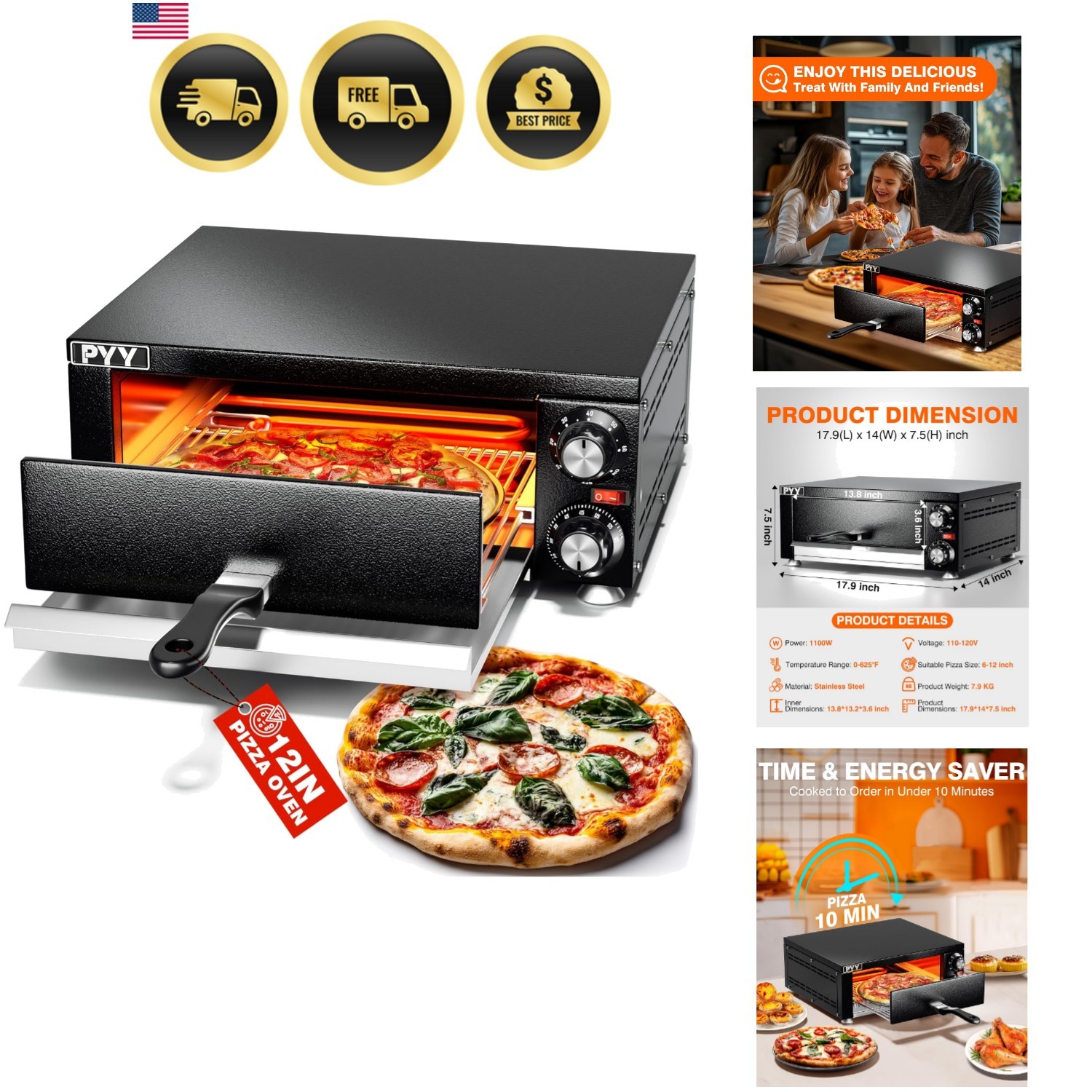 Electric Pizza Oven Indoor Countertop Pizza Oven Commercial Pizza Maker Machi…