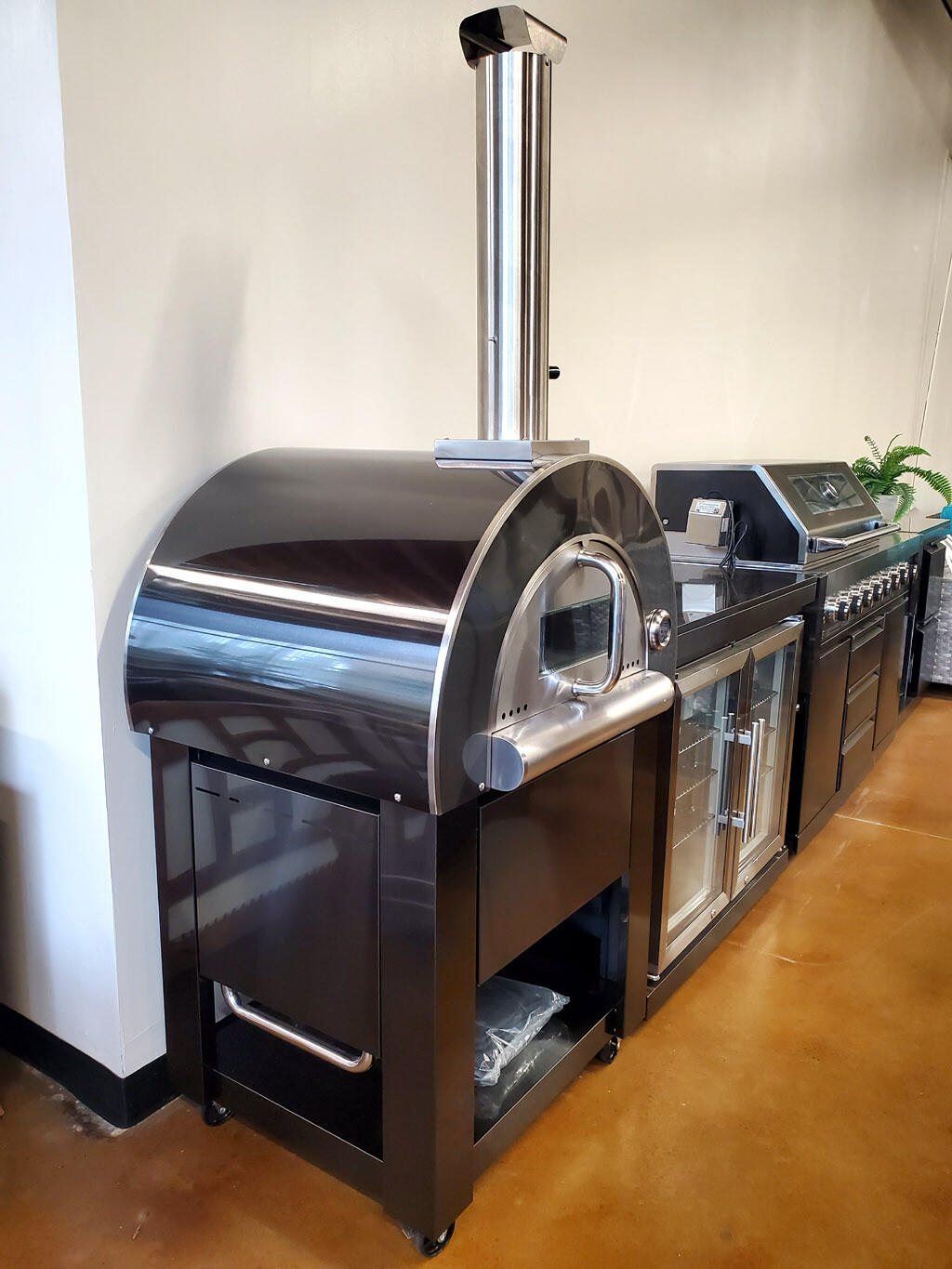 New Outdoor BLACK Stainless Steel Wood Fired Artisan Pizza Oven BBQ Grill +Cover