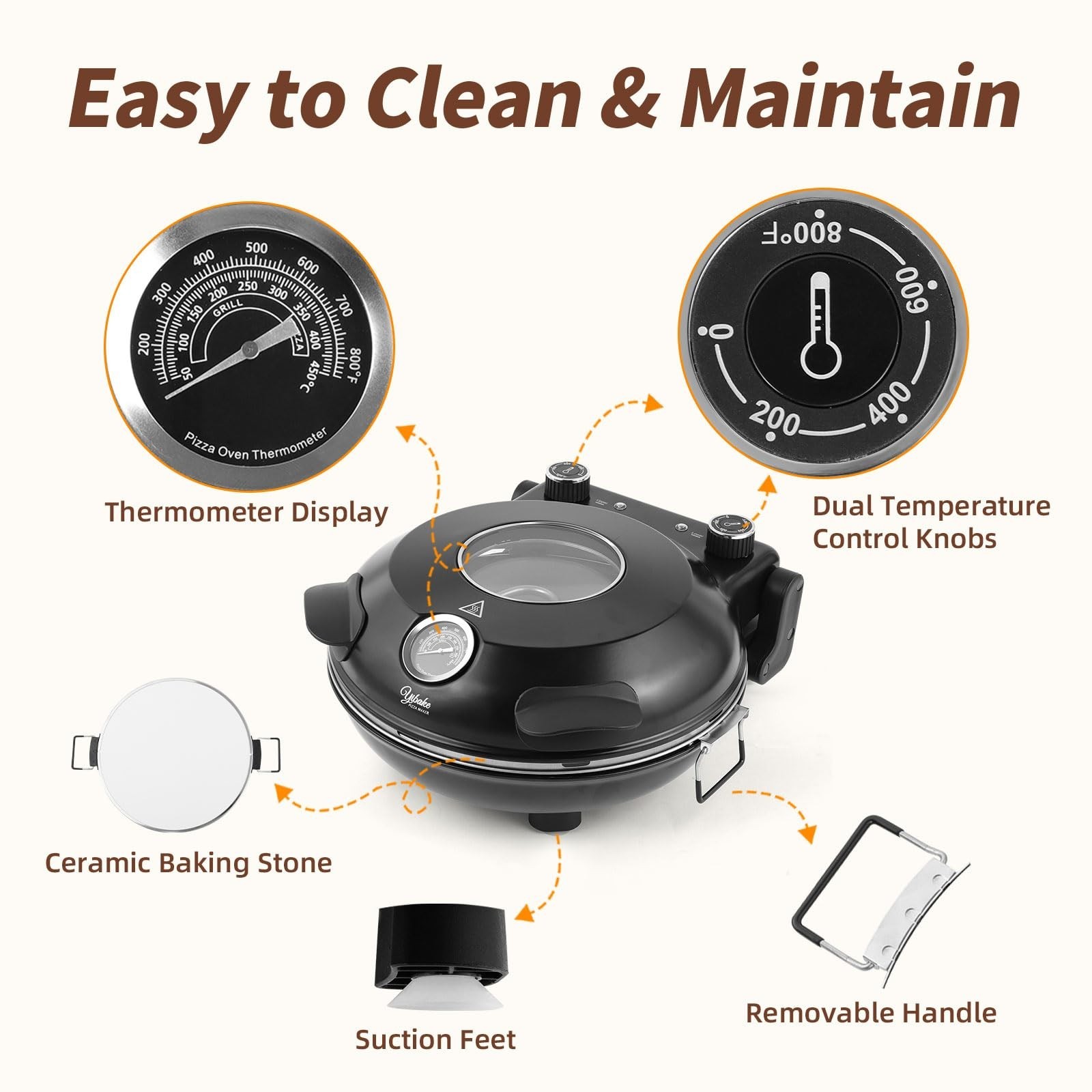 12″ Electric Pizza Oven – Countertop Pizza Maker with Ceramic Stone, Heats up…