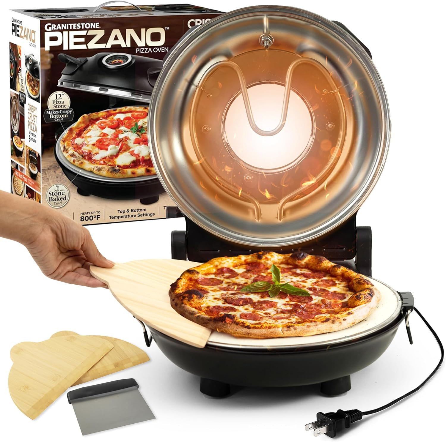 Crispy Crust 12″ Electric Pizza Oven – Stone Baked Pizzeria Style at Home