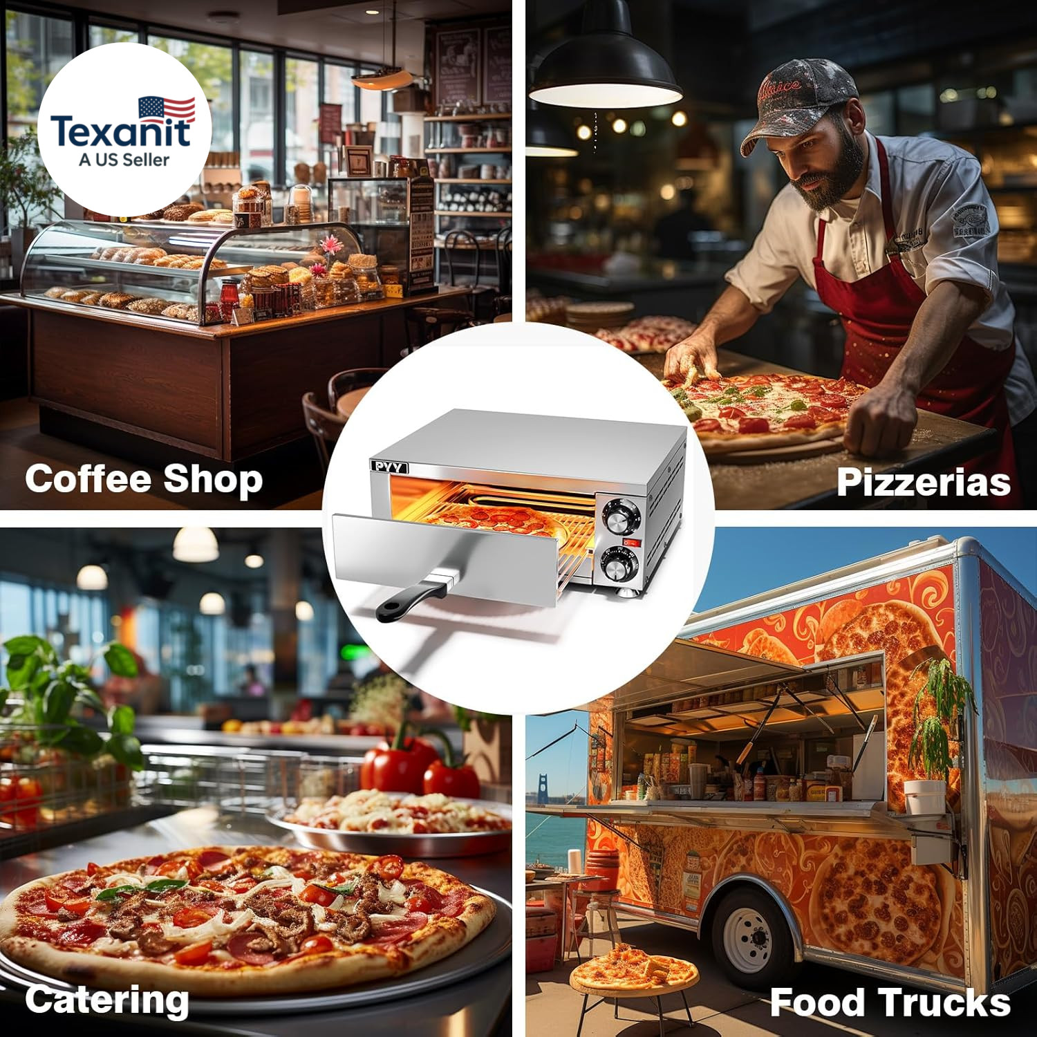 Pizza Oven Indoor Electric Countertop Commercial Pizza Maker with Crumb Tray Sta