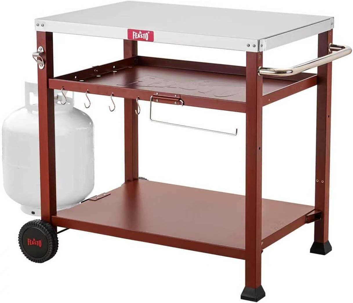 Multifunctional Grill Cart with 33.5″ Stainless Surface & Large Storage Capacity