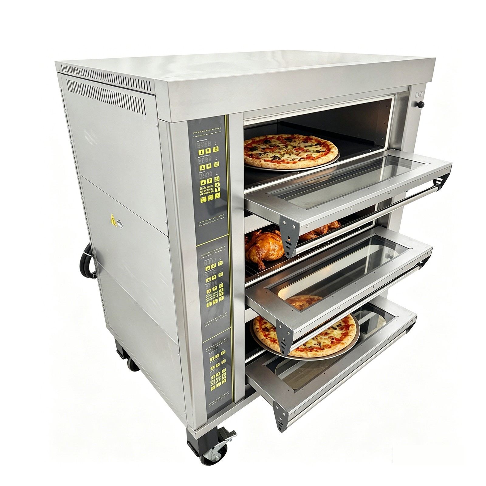 Electric Triple Pizza Oven 220V 6 Baking Sheets Independent Temperature Control