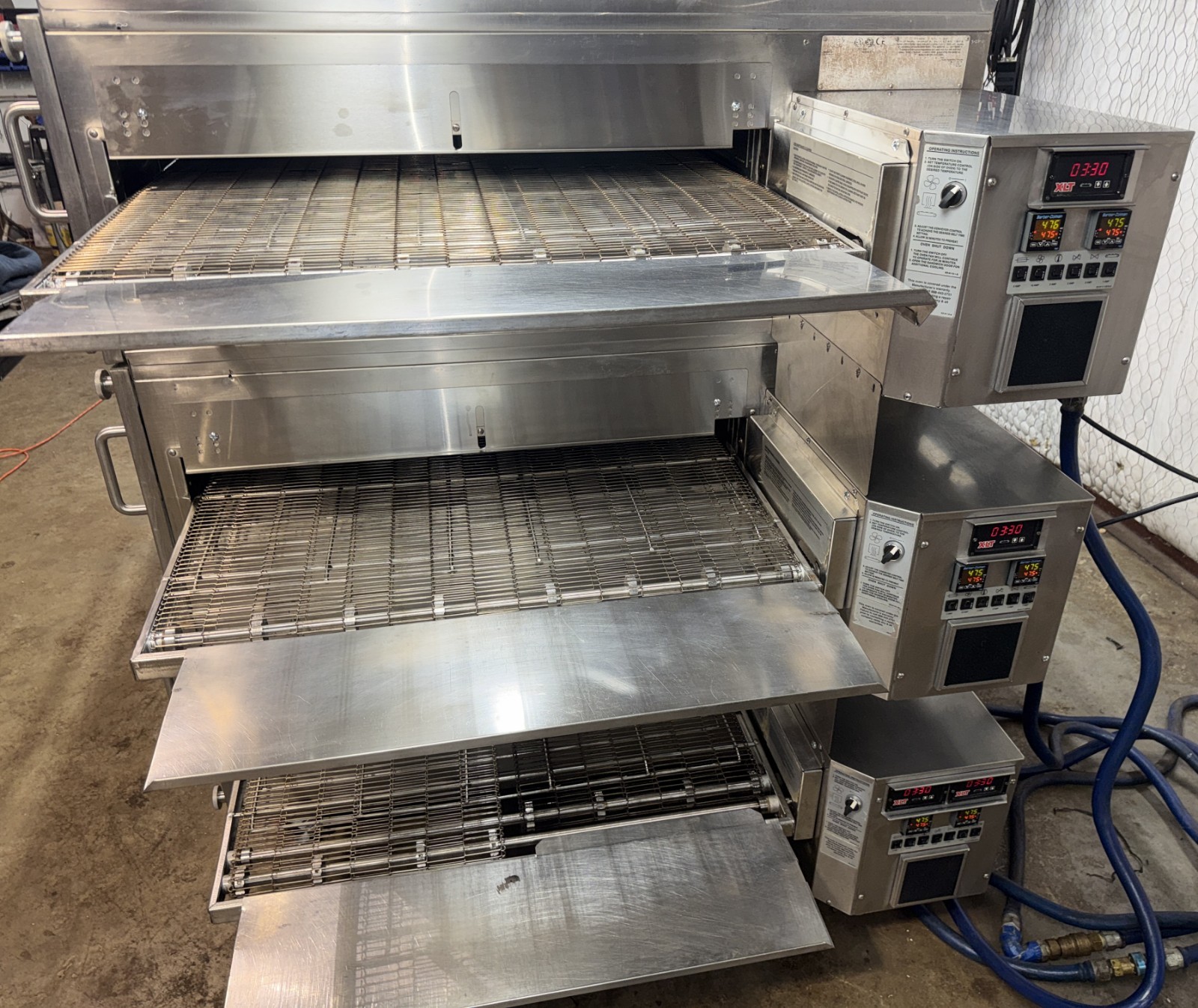 XLT 3870 Nat Gas Triple Stack Pizza Conveyor Ovens** Video Demo** W/SPLIT BELT