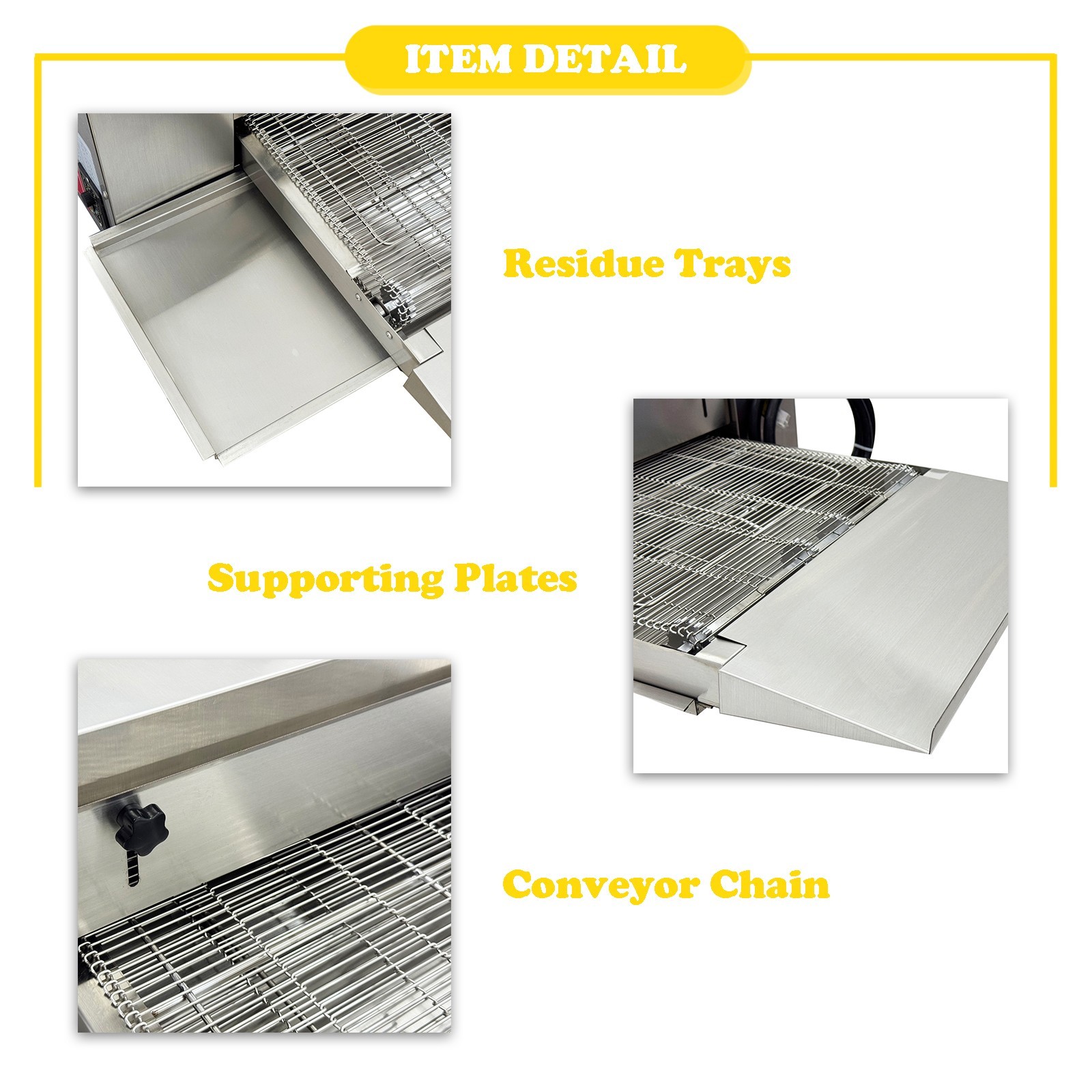 220V 18″ Countertop Chain-Type Electric Straight Tube Pizza Oven Baking Oven