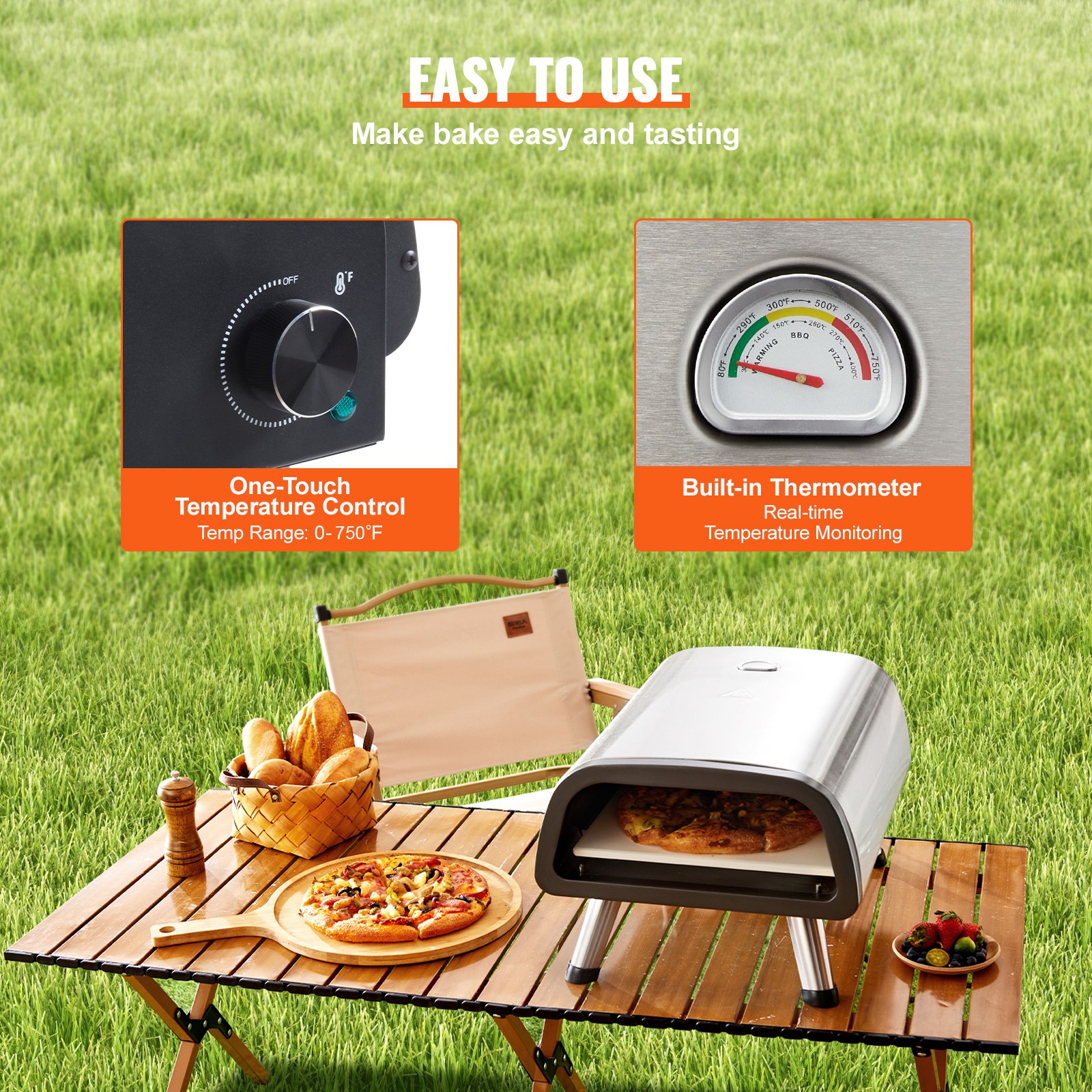 Uimoso Electric Countertop Pizza Oven for 12″ Pizzas – Indoor & Outdoor Use