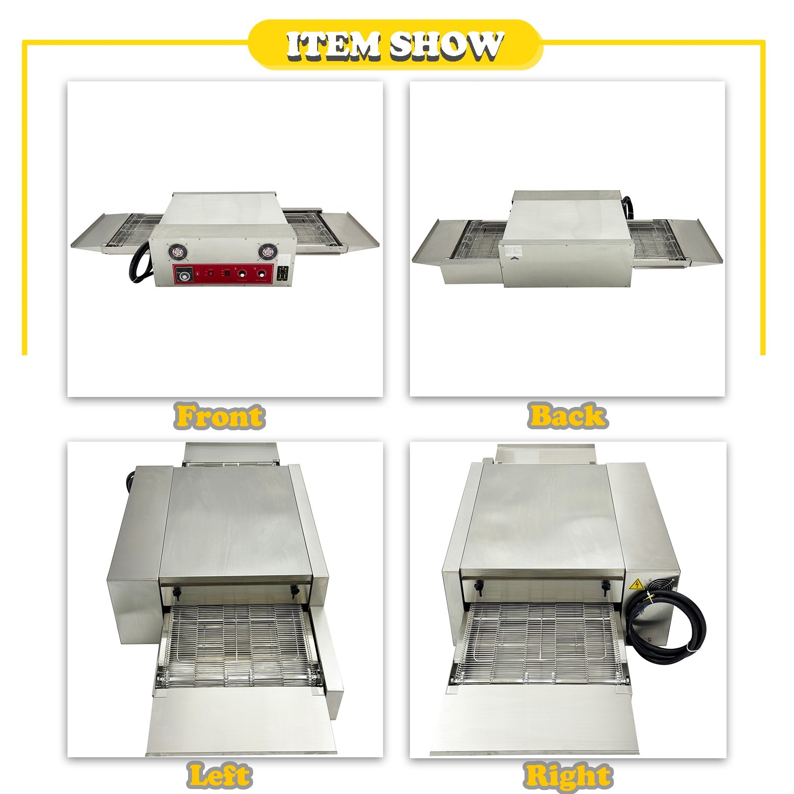 220V 18″ Countertop Chain-Type Electric Straight Tube Pizza Oven Baking Oven