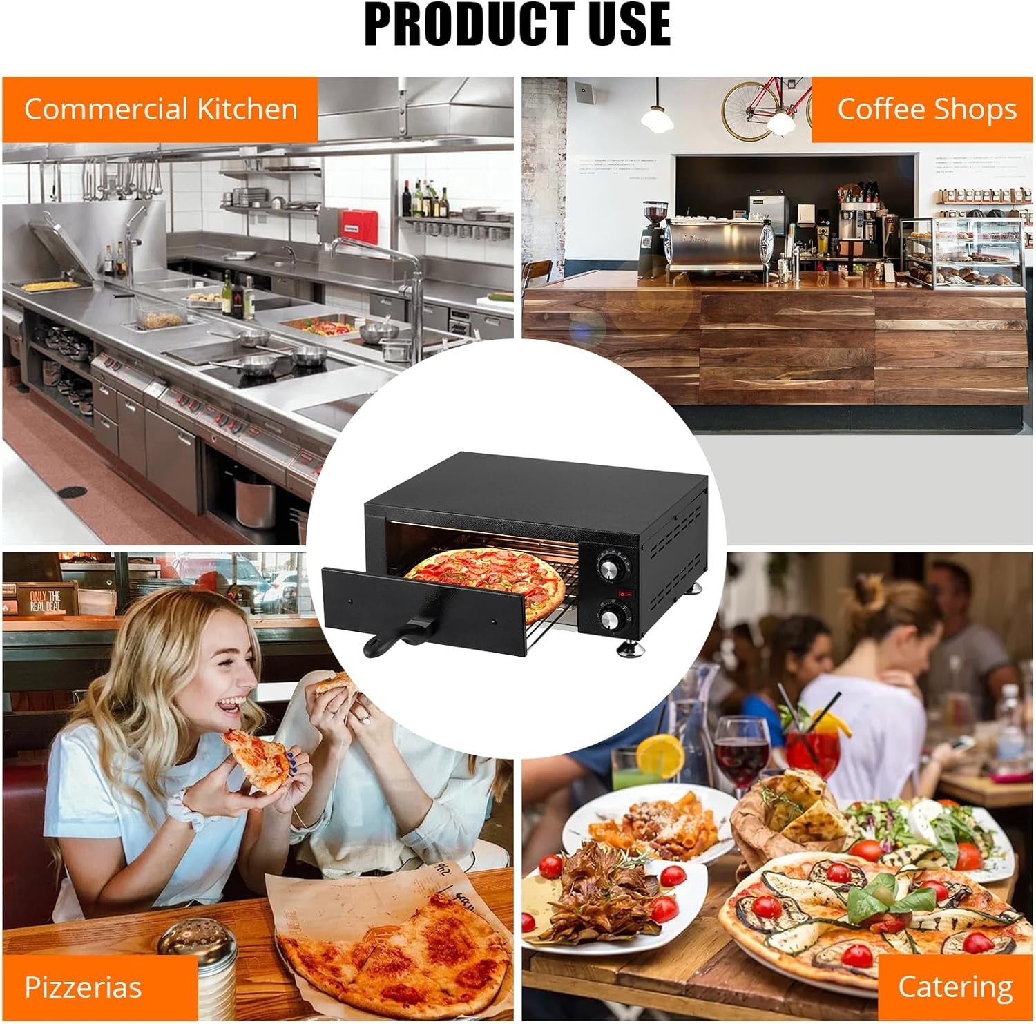 1100W 12” Countertop Electric Pizza Oven,Stainless Steel Pizza Oven Maker
