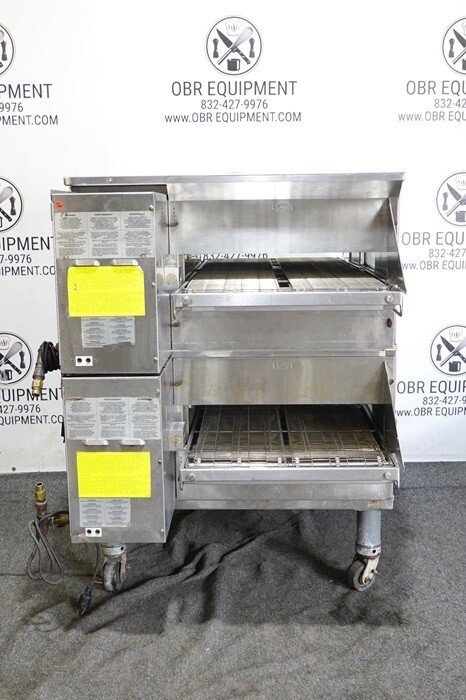 MIDDLEBY MARSHALL DOUBLE STACK NATURAL GAS SPLIT BELT PIZZA CONVEYOR OVEN MODEL