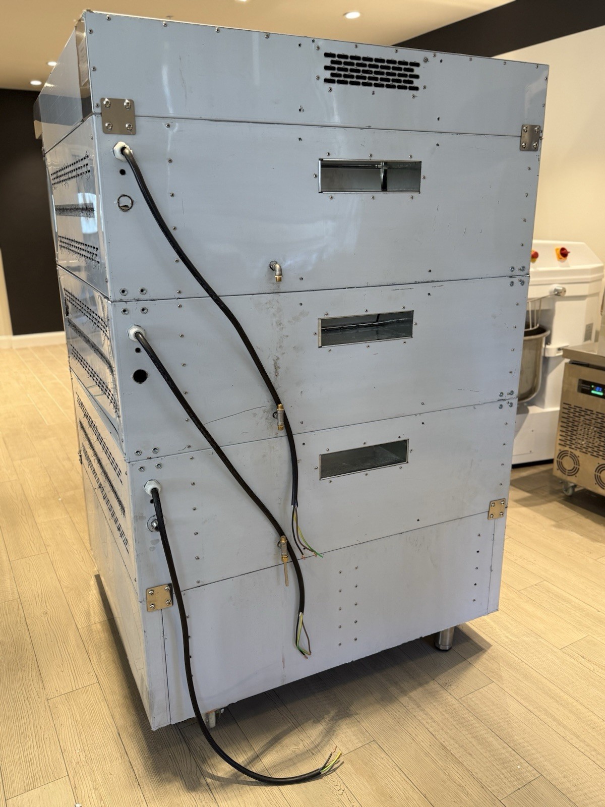 European 3-Deck Commercial Bakery Stone Oven, Single Phase, + Cart & Exhaust