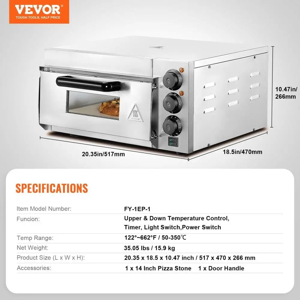 Commercial Pizza Oven (electric) Suitable for 14-inch Pizzas, Ideal for Home Use