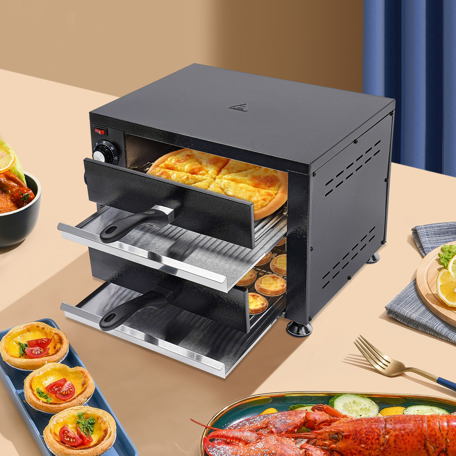 Commercial Electric Double Layer Countertop Pizza Oven Indoor Oven Pizza Cooker