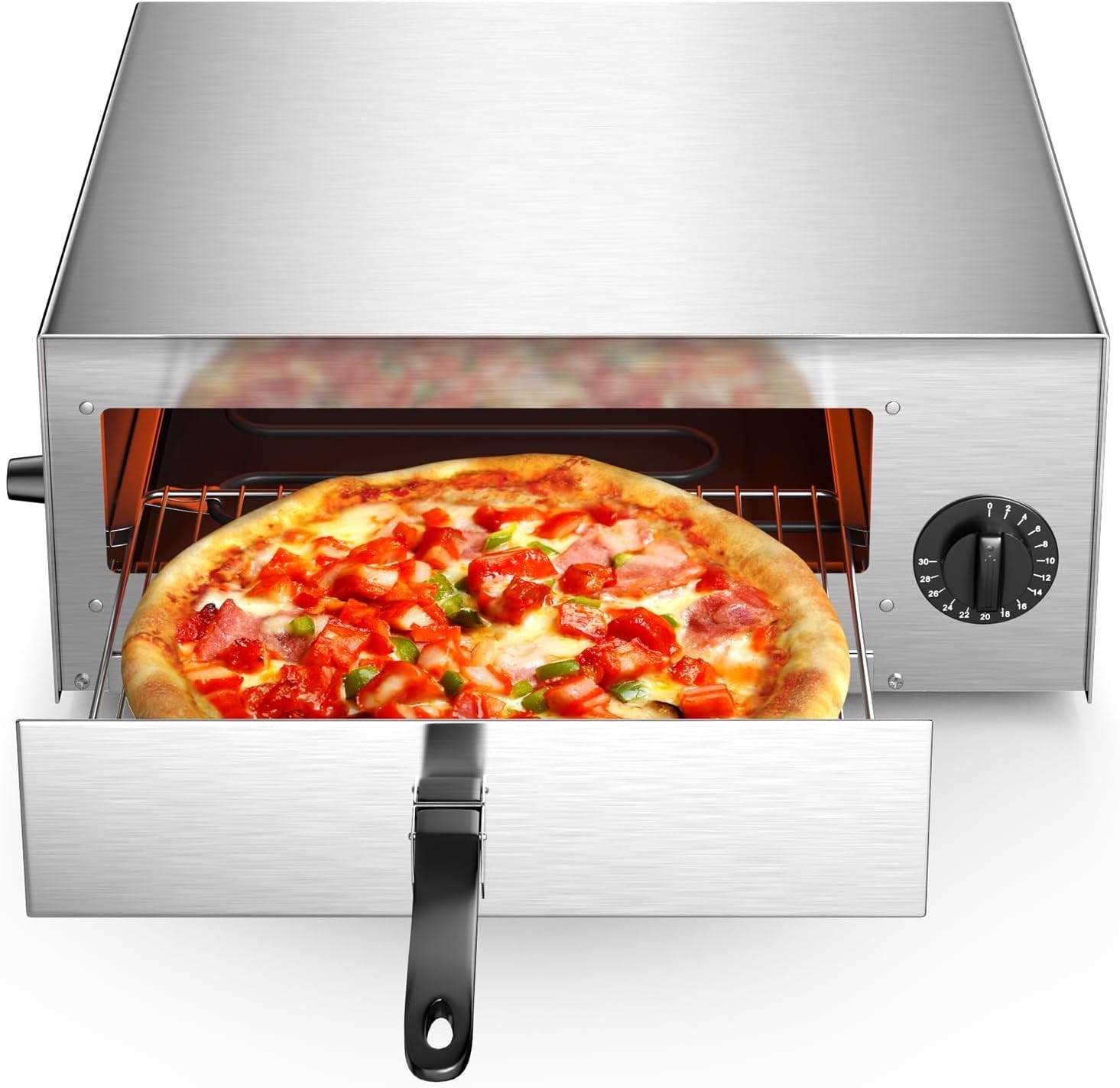 Indoor Pizza Oven Countertop, 1450W Pizza Oven Indoor with 30mins Timer