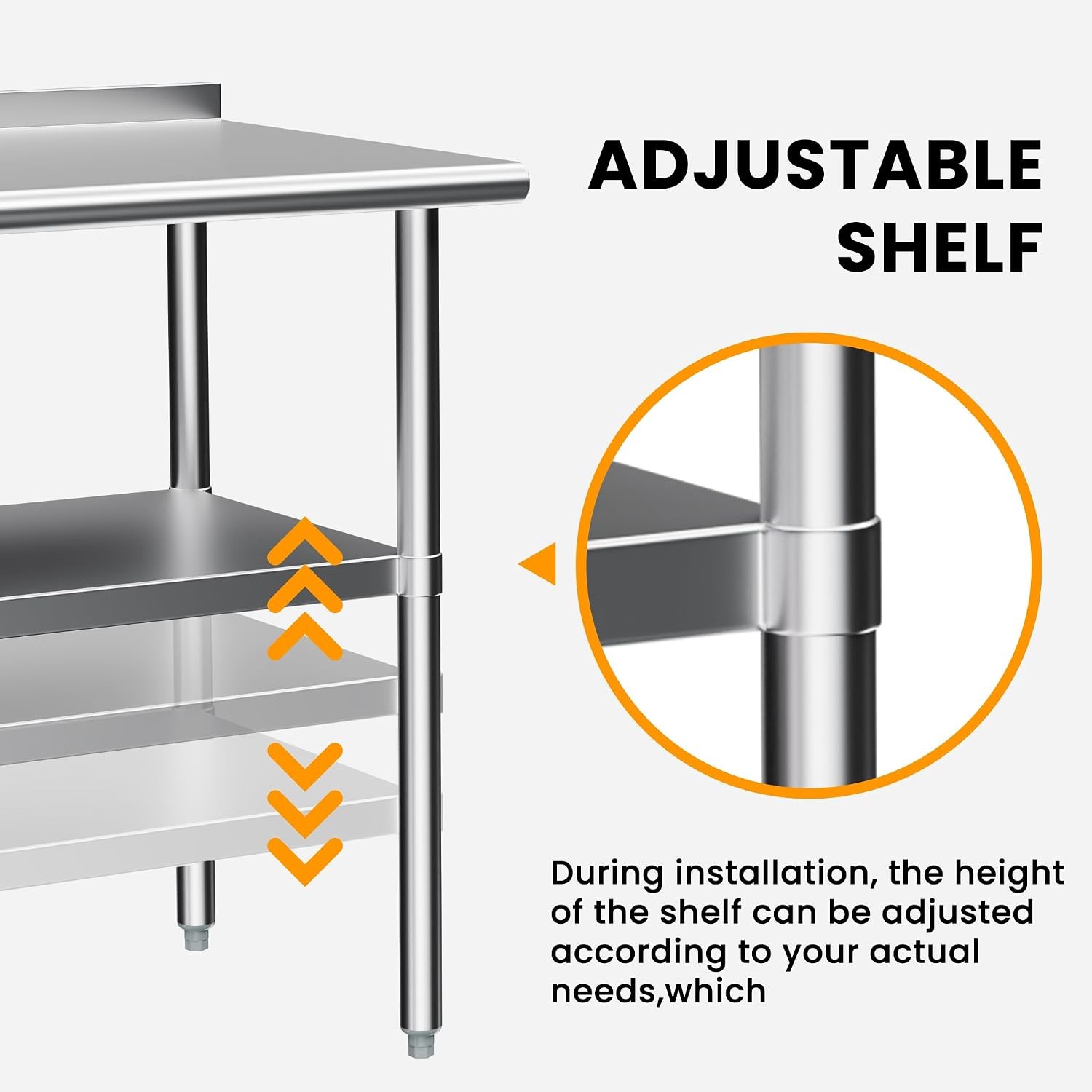 Stainless Steel Table Prep & Work 24 x 48 in Metal Commercial Heavy Duty Table