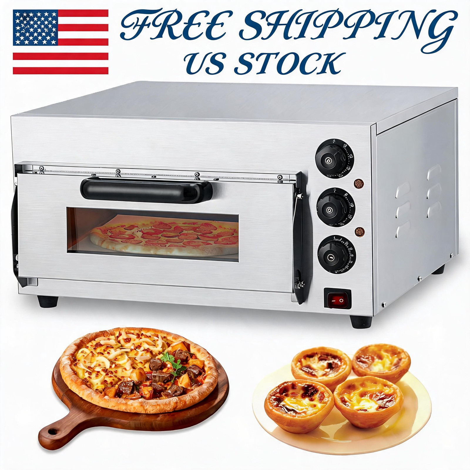 Electric Pizza Oven Countertop, 16 in Commercial Pizza Oven with Adjustable