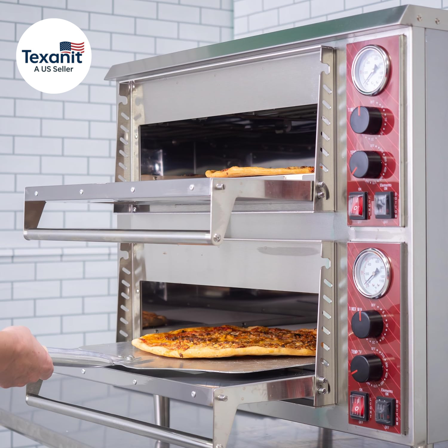 Commercial Oven, Double-Deck Countertop Electric Pizza/Bakery Oven, Stainless St