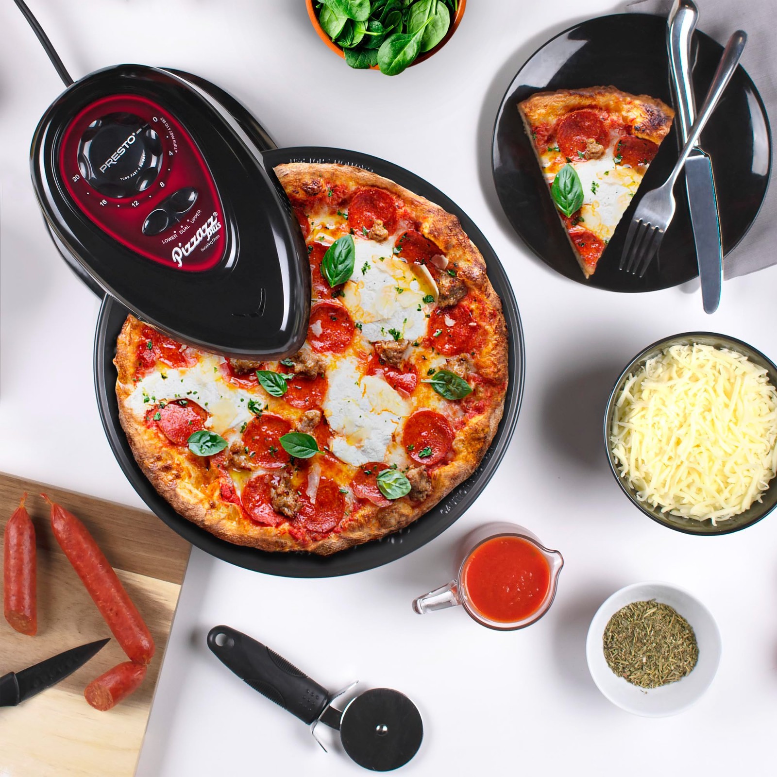 Rotating Pizza Oven, Electric Pizzazz Plus, Countertop Cooking, Black Finish