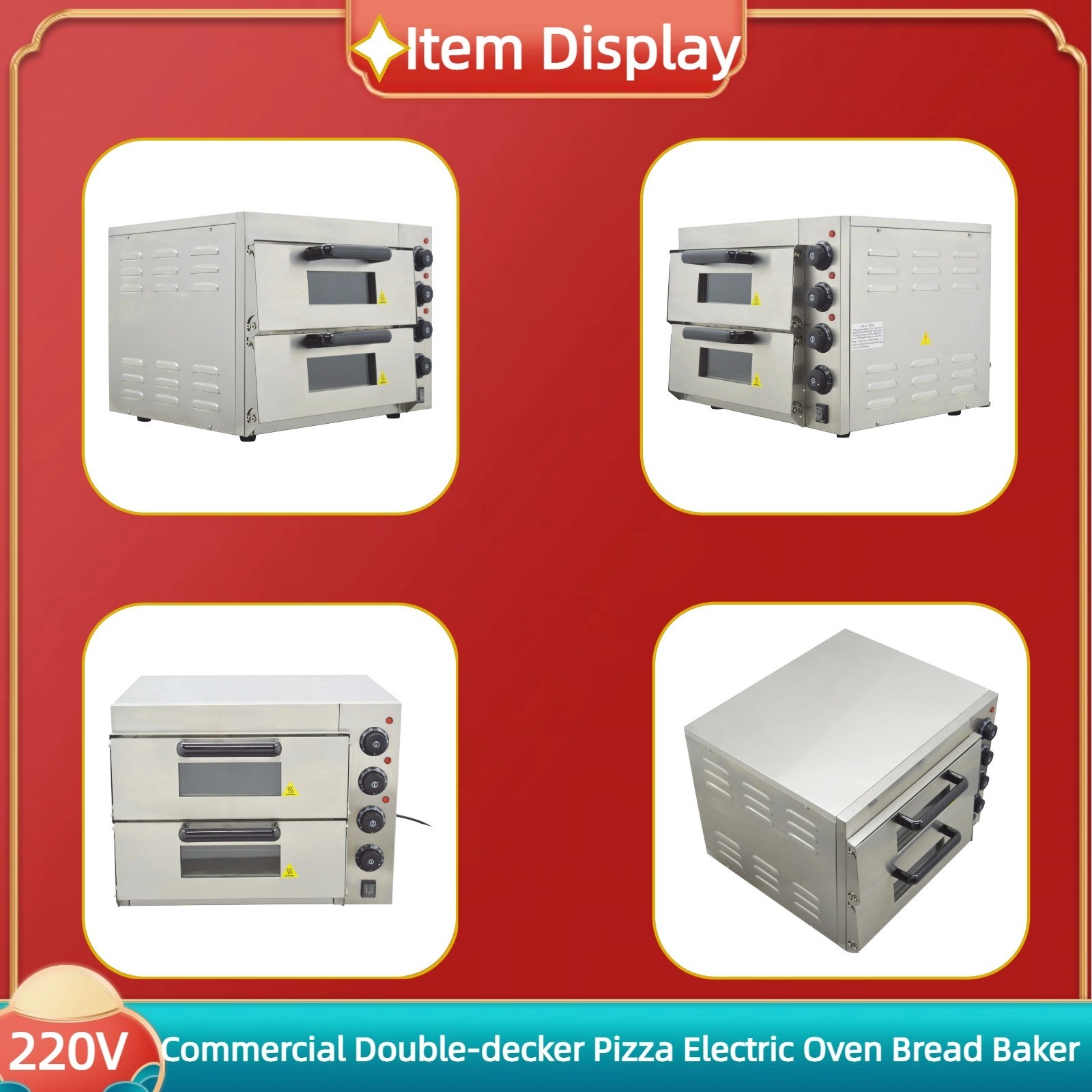 220V 3KW 2 Decks Pizza Electric Oven Bread Maker Toaster Cookie Baking Machine