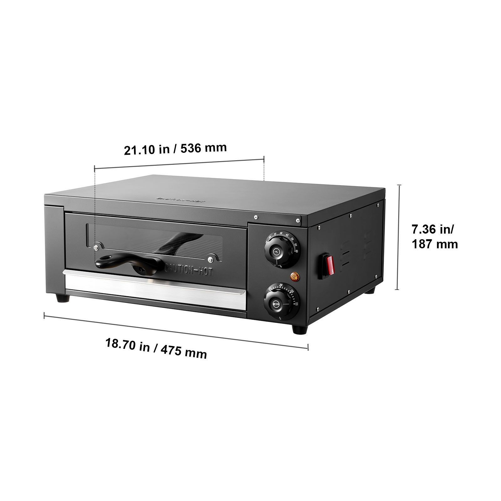 Electric Pizza Oven, 12 in Countertop Pizza Oven, 77 to 572°F Temp Range, 1450W
