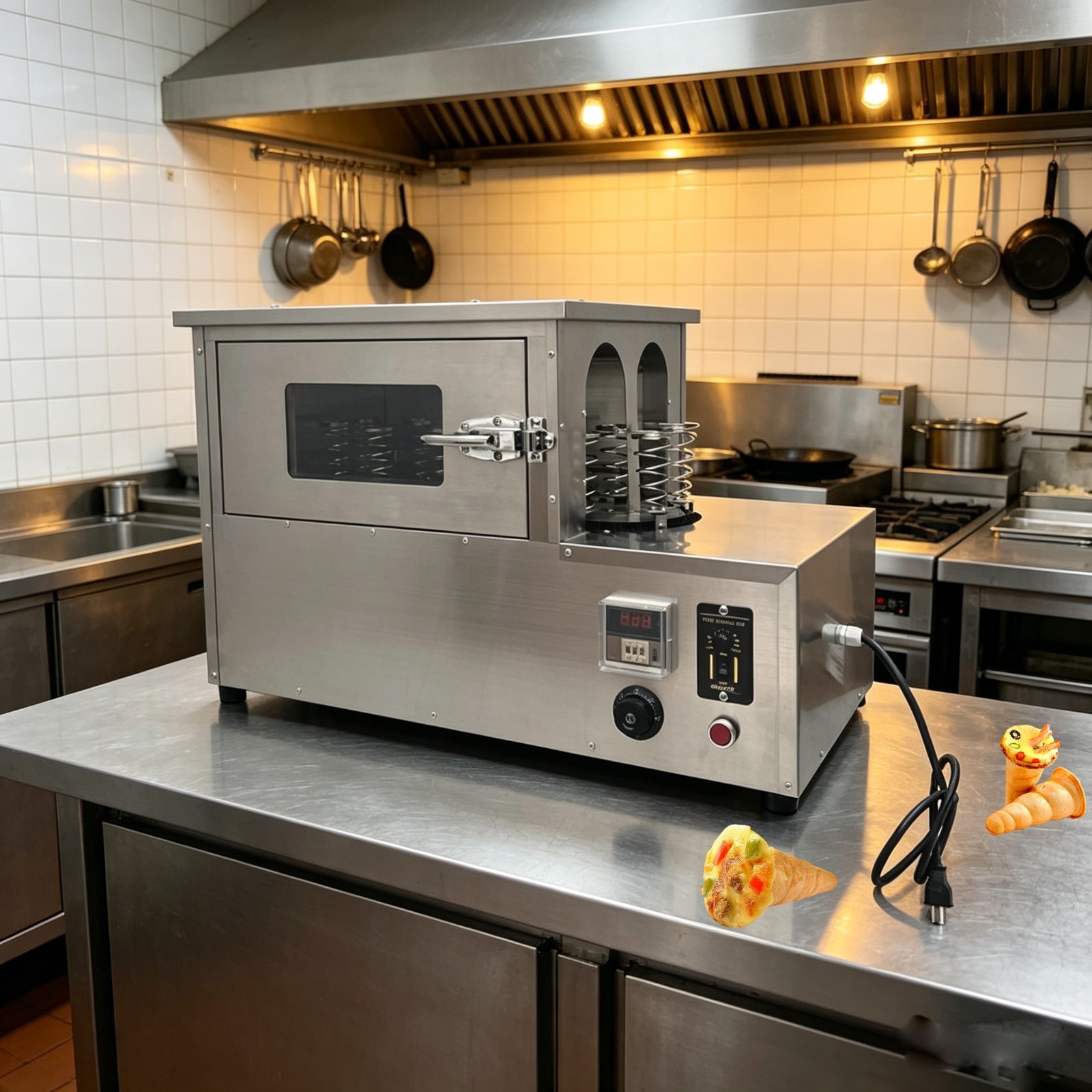 Automatic Rotary Pizza Oven 110V 2KW Commercial Electric Pizza Maker with 12 Mol
