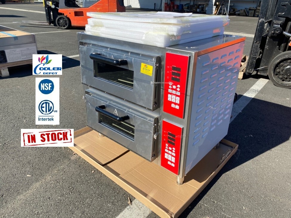 NEW 18″ Commercial Double Deck Pizza Oven Countertop 3400W 120V NSF