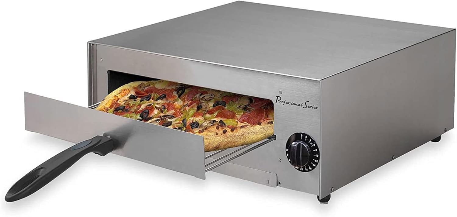 Compact 1450W Professional Series Pizza Maker – Stainless Steel Finish