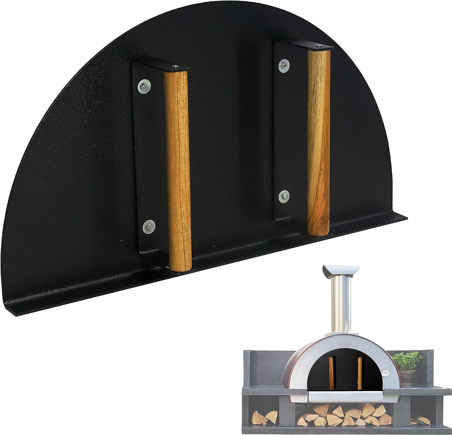 Simond Store Pizza Oven Door 20”(L) X 11”(H) Stainless Steel w/ Wooden Handle
