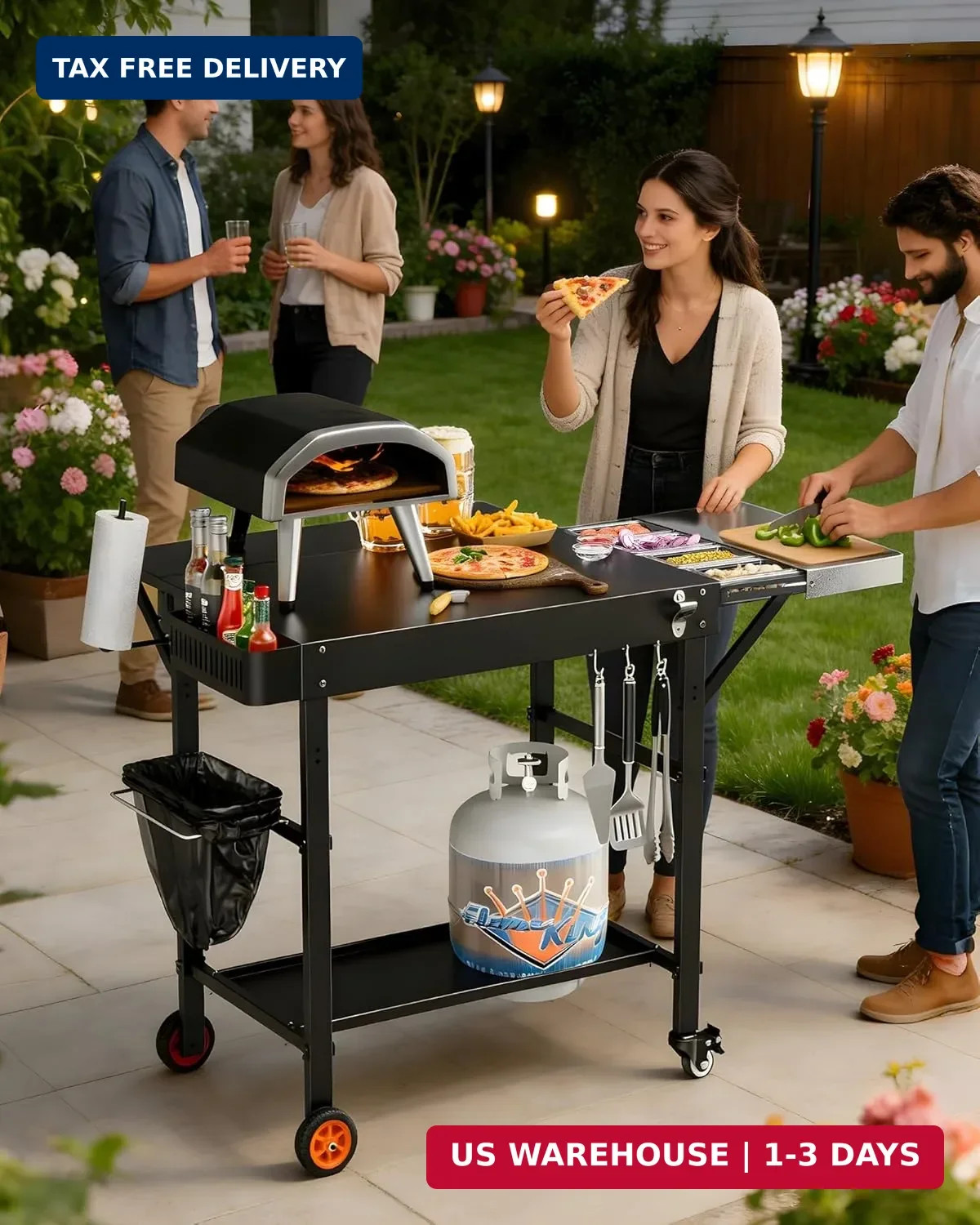 Pizza Oven Table, Grill Table for Ninja Pizza Oven, Pizza Oven Cart Fits Blackst