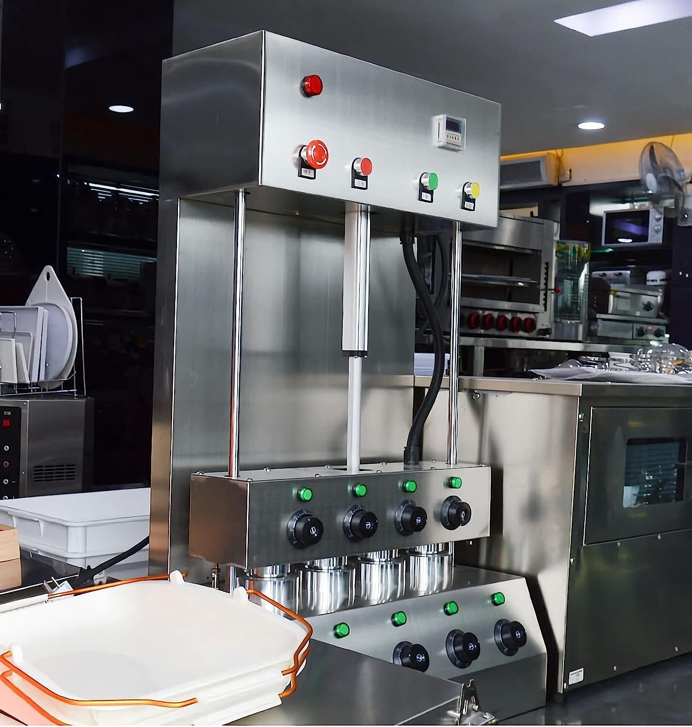 110V Commercial Stainless 4 Heads Pizza Cone Forming Making Machine with 4 Dies