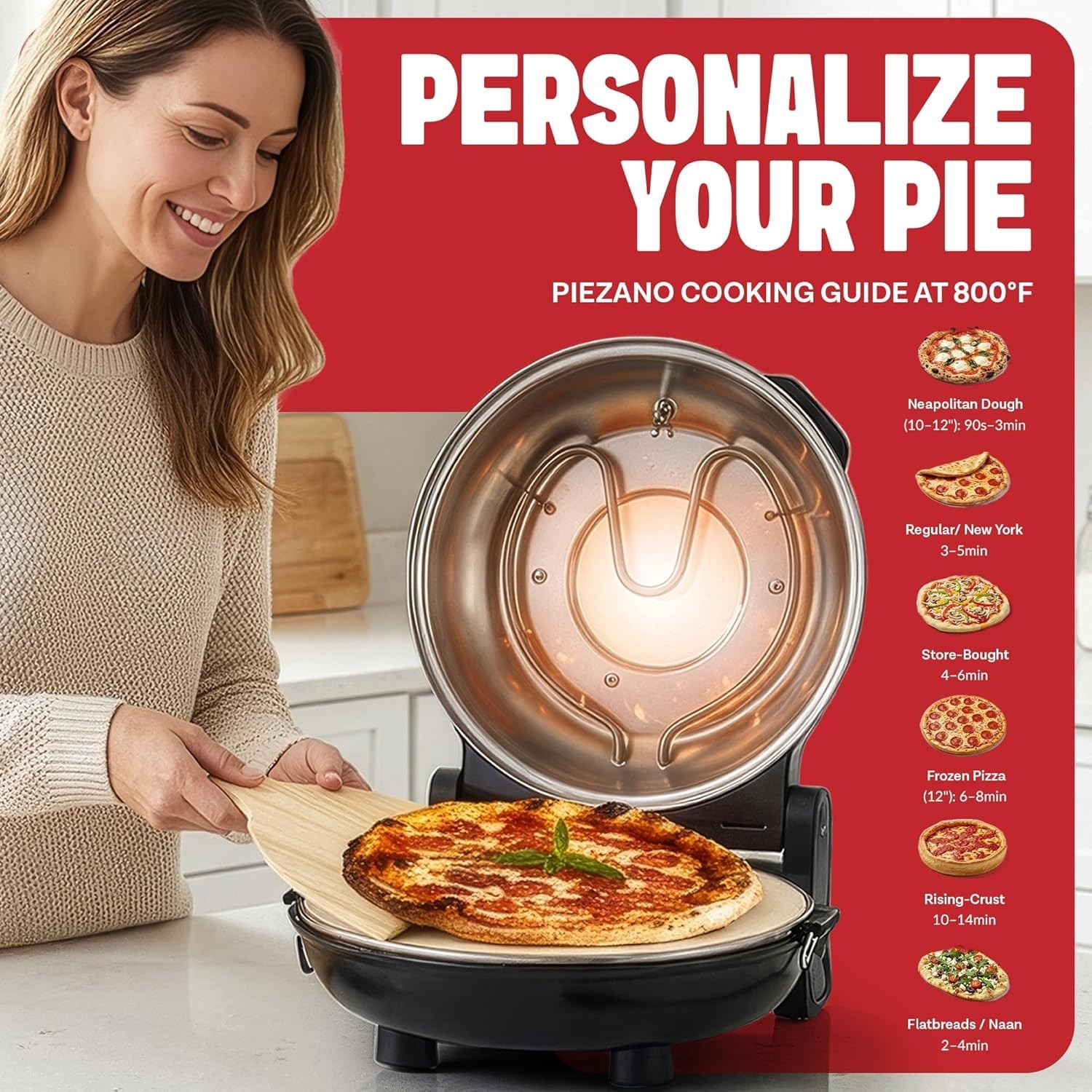 Electric Pizza Oven | 800˚F | Cooks in 6 Min | Pizza Peels