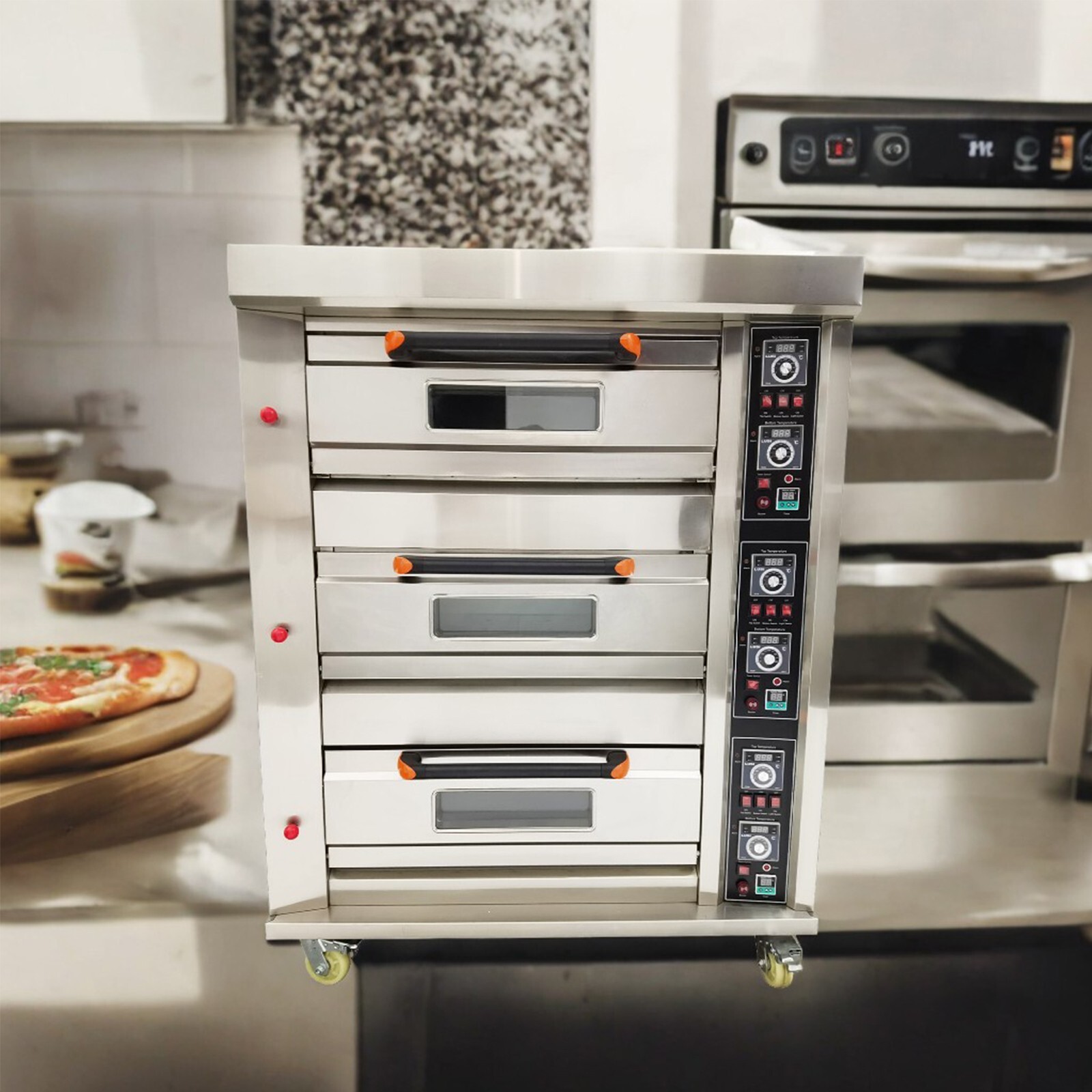 3-Layer 6 Baking Sheets Triple Pizza Oven Independently Control Temperature