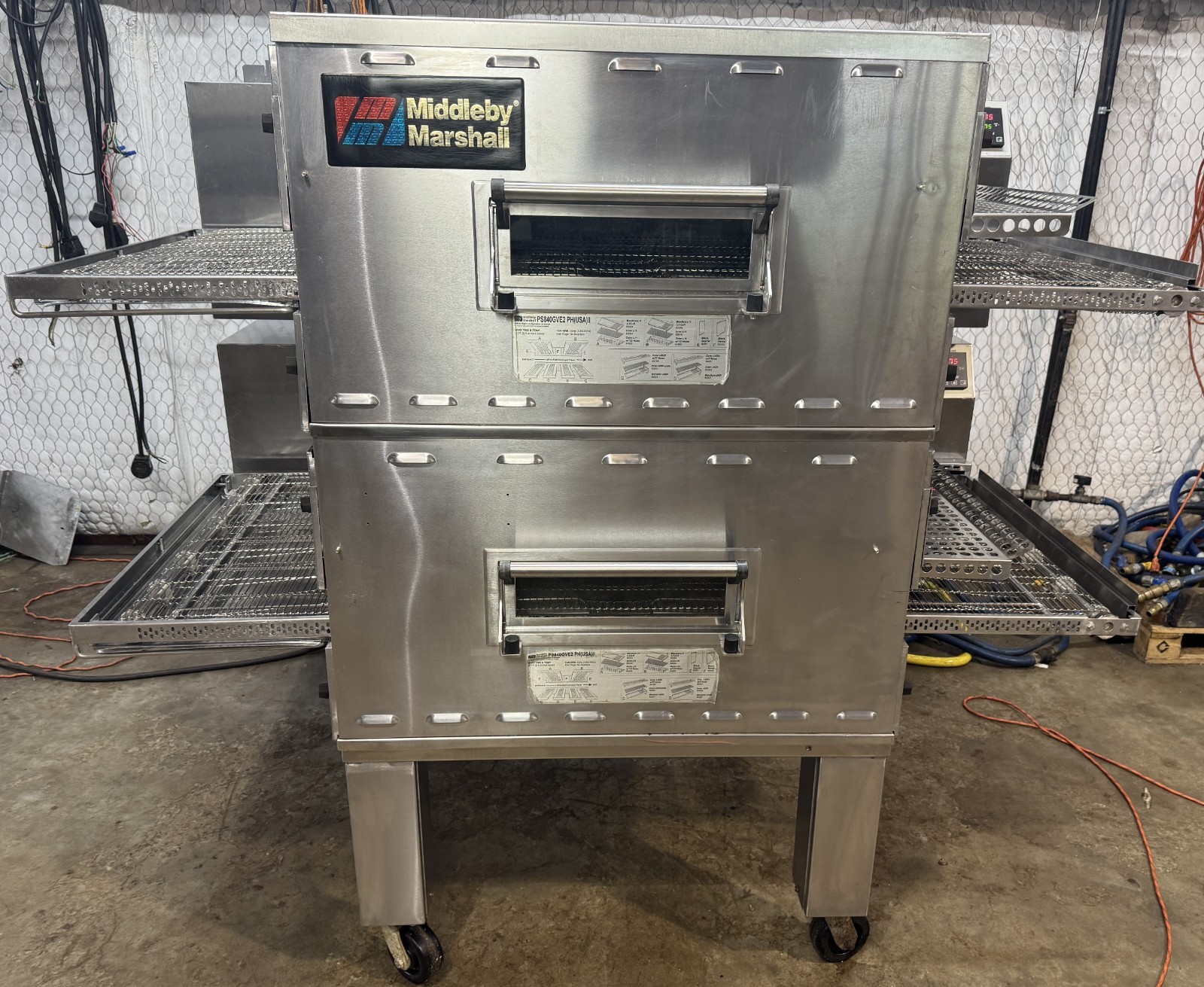 Middleby Marshall Ps840g gas Double Stack Conveyor Pizza Ovens ..Video