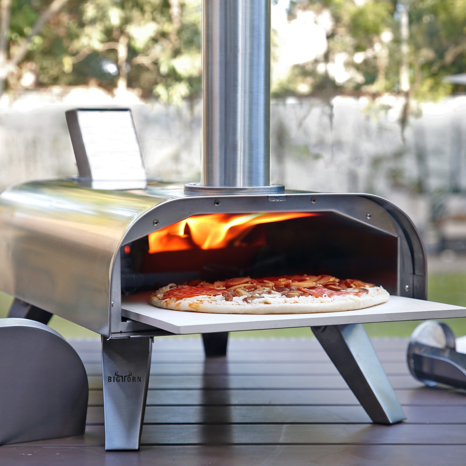 BIG HORN OUTDOORS Pizza Ovens Wood Pellet 12” Pizza Oven Cooking Pizza Maker Por