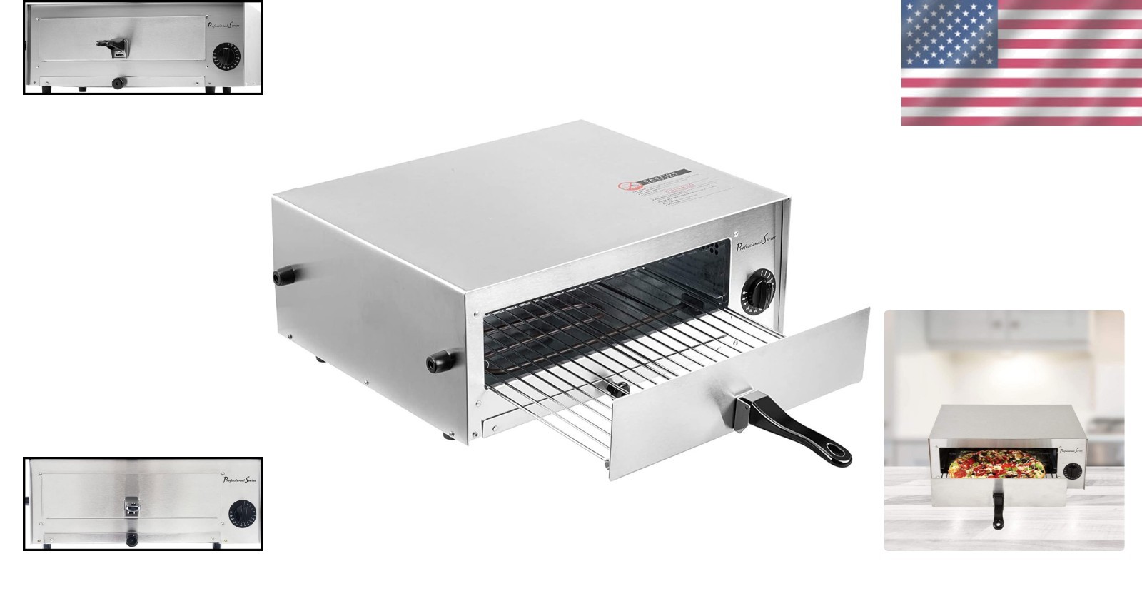 Compact 1450W Professional Series Pizza Maker – Stainless Steel Finish