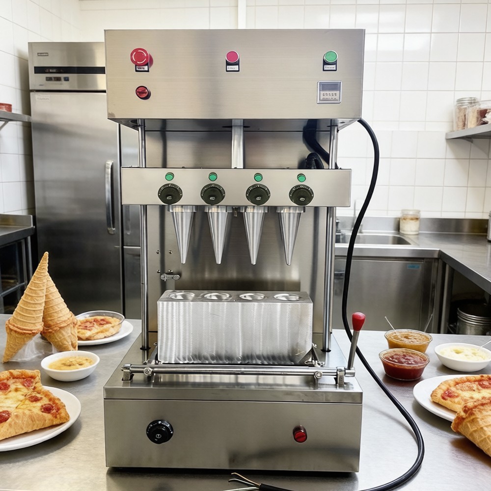 110V Pizza Cone Forming Maker Spiral Shape Auto Pizza Cone Molder with 4 Dies
