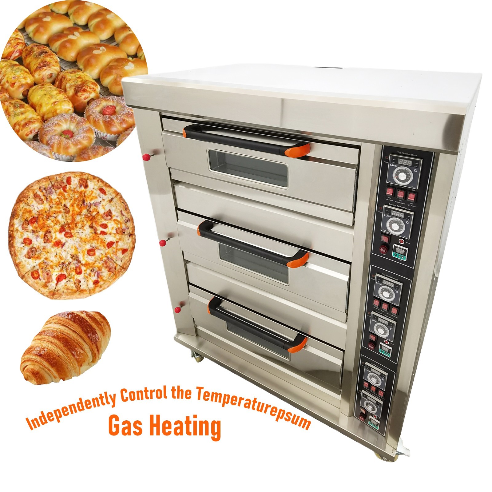 110V Gas Version Commercial 3-layer Electric Pizza Oven with 6 Baking Sheets