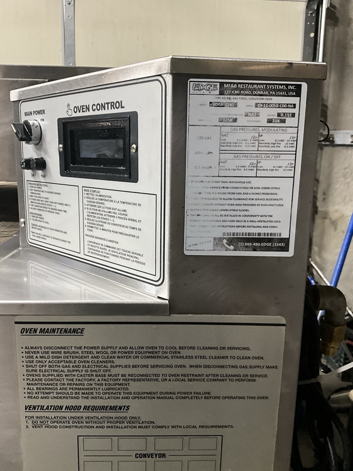 2019 EDGE 3240 Double Deck Conveyor Pizza Oven