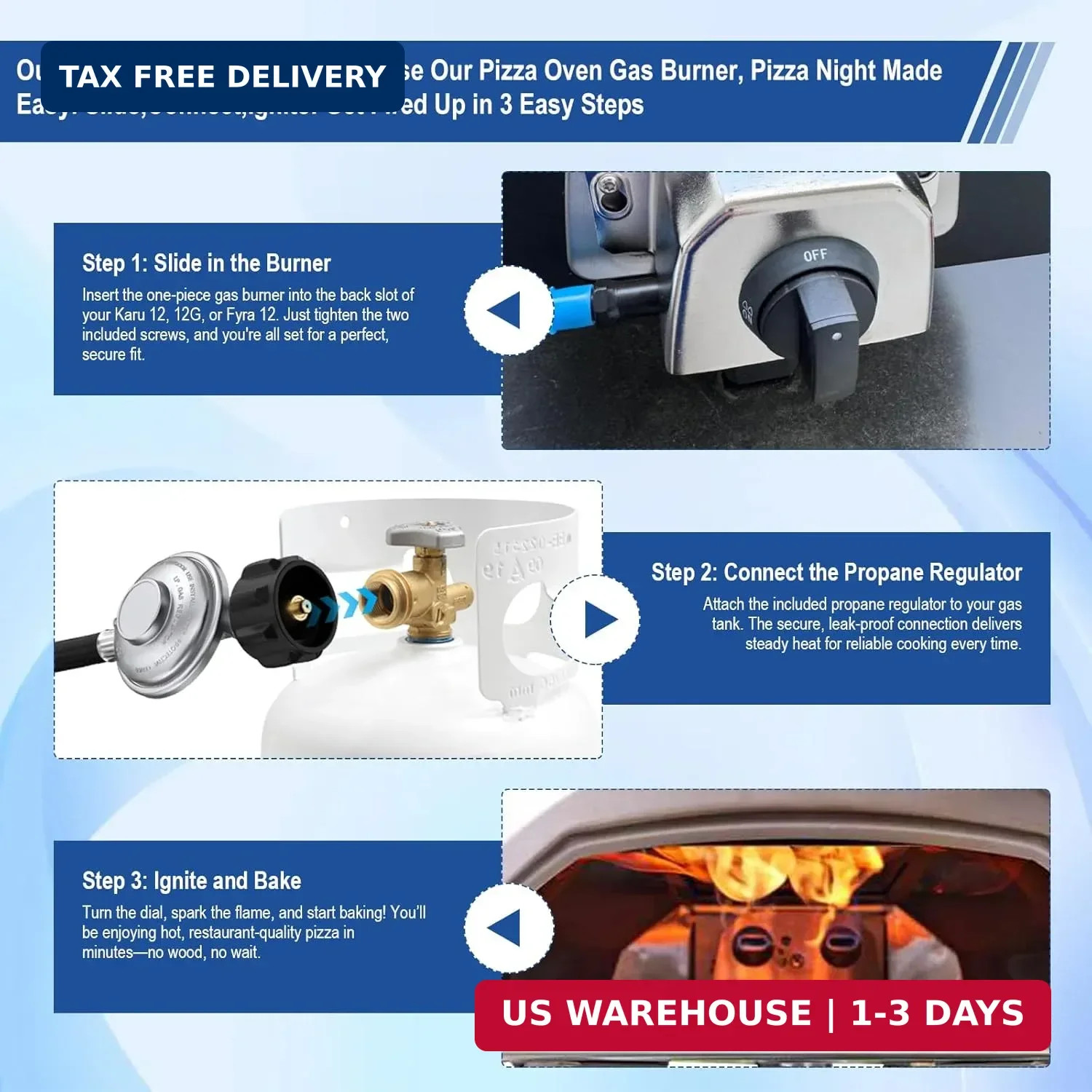 Pizza Oven Accessories, Pizza Oven Gas Burner Attachment, Outdoor Pizza Oven Acc