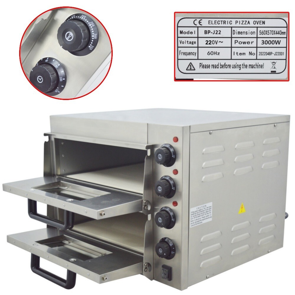 220V 3KW Small Double Electric Oven Commercial Bread Pizza Oven